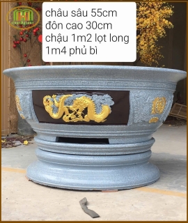 CHẬU XI MĂNG TRÒN XOAY LONG LÂN QUY PHỤNG